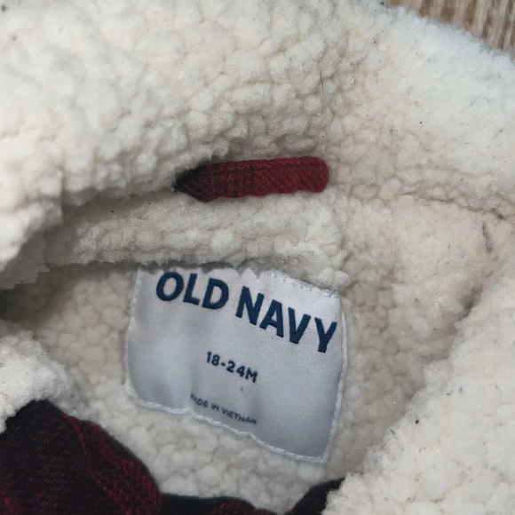 Old Navy Baby Sherpa Plaid Button Down Jacket - Picture 4 of 7